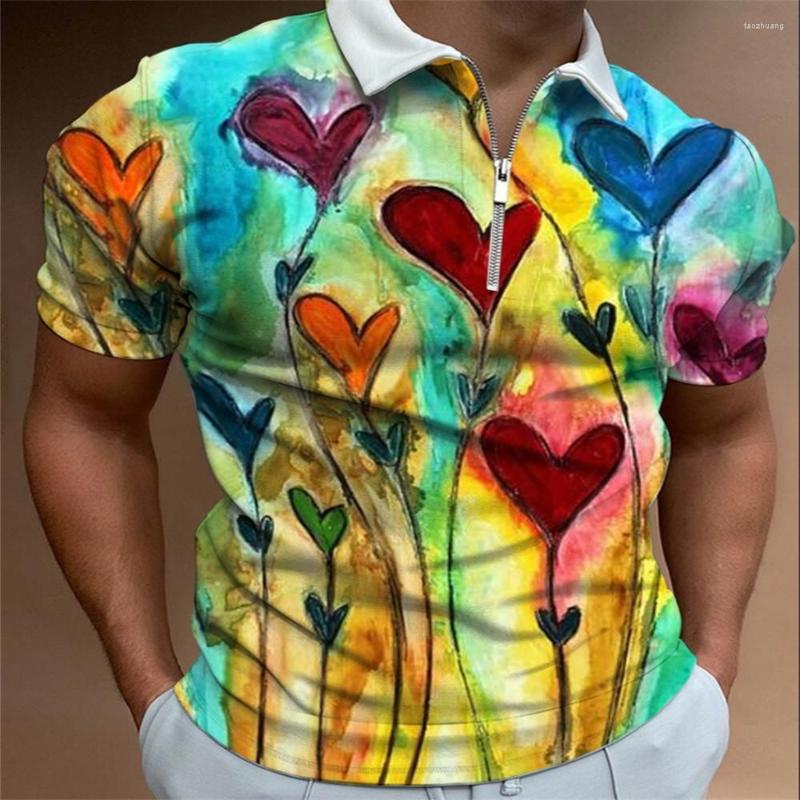 

Men's Polos Summer 3D Digital Variety Fashion Printing Lapel Short Sleeve Pullover Casual Men's T-Shirt Zipper POLO Shirt
