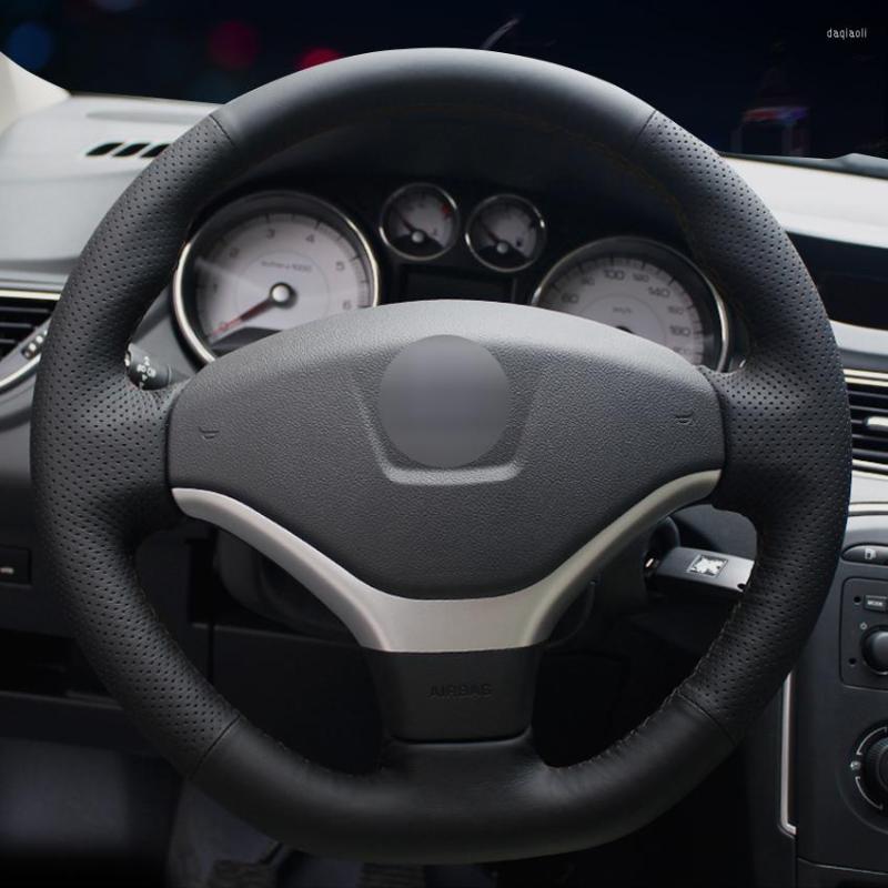 

Steering Wheel Covers Black Artificial Leather Car Cover For 308 2012-2014 2013
