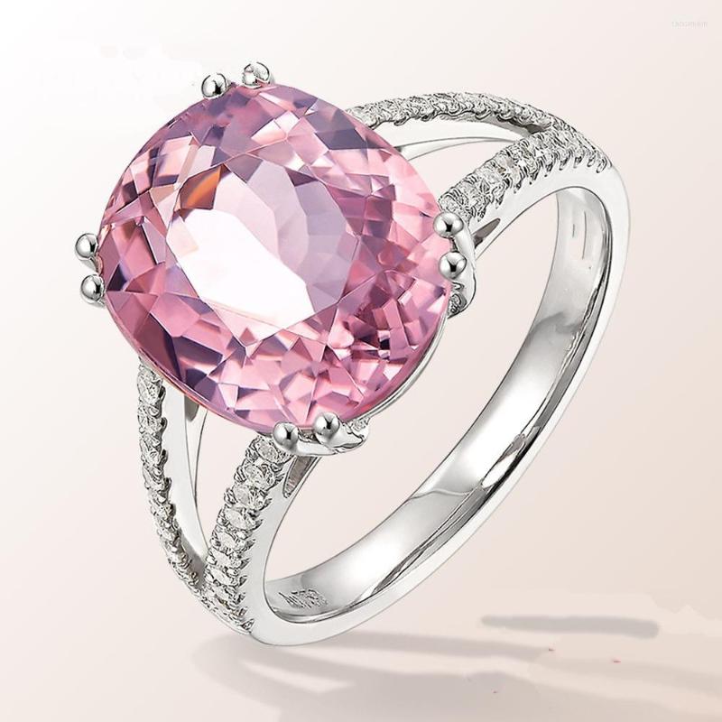 

Cluster Rings 925 Sterling Silver Ring Inlaid With Pink Zircon Crystal Suitable For Feminine Charm Jewelry Engagement Gift