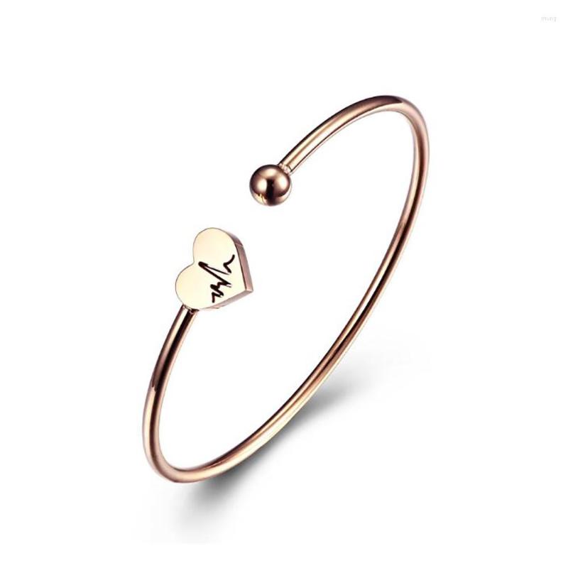 

Link Bracelets Stainless Steel Minimalism Heartbeat Women Delicate Fashion Bangle Bracelet Jewelry Gift For Him