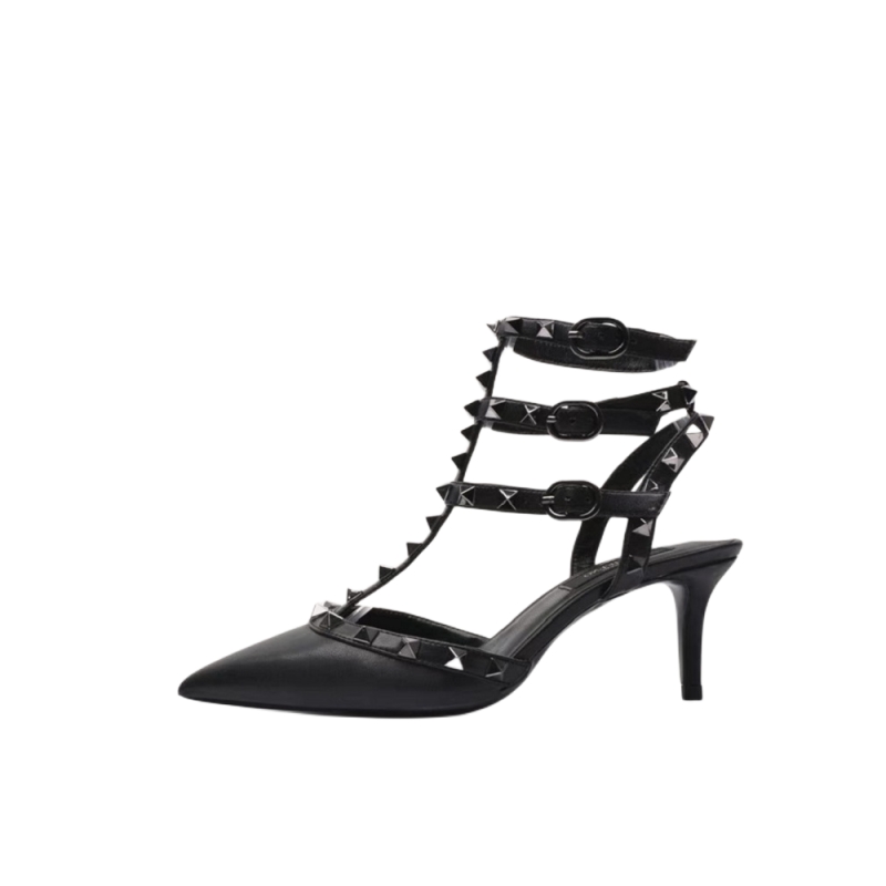 

Women's casual flat shoes Cowhide buckle women's leather luxury brand sandals red soles wedding party dress high heels