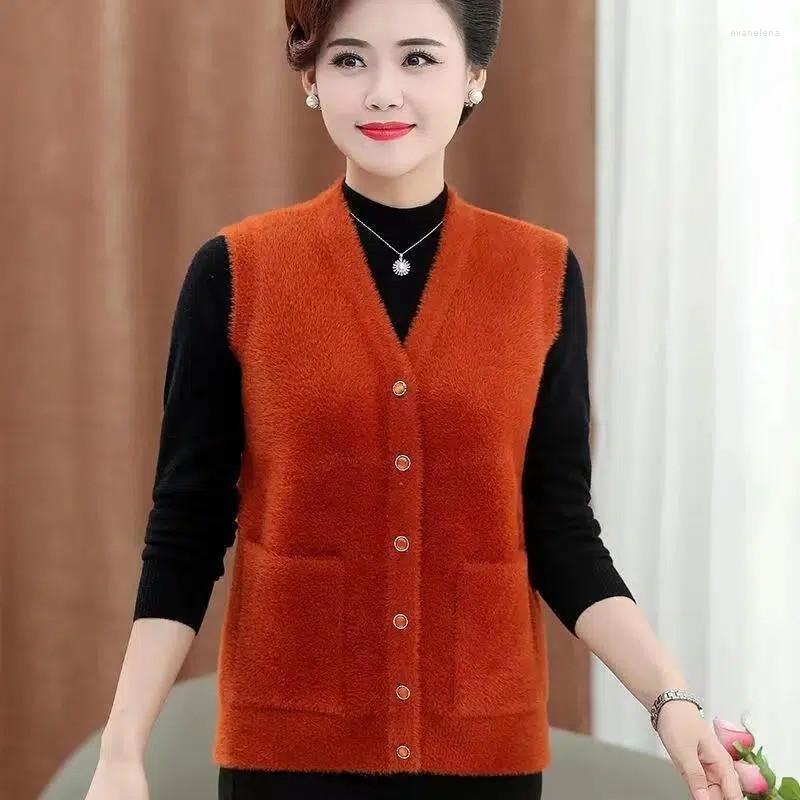 

Women' Vests Autumn Winter Vest Women Jackets Sweater Cardigan Thickened Warm Waistcoat Middle-Aged Elderly Female Sleeveless Coat Tide, Purple