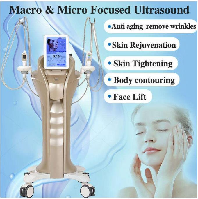 

New 2 In 1 Technology Ultrasonic HIFU RF Body Shaping Beauty Device For Skin Tightening Lifting And Wrinkle Removal 10Pcs Cartridges
