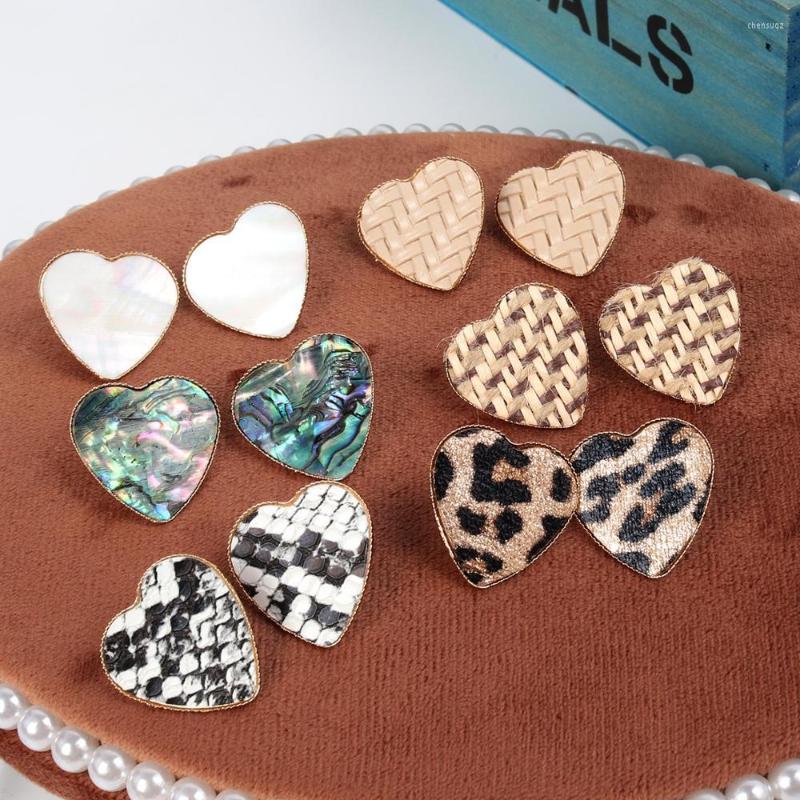 

Hoop Earrings Heart Stud Nature Abalone Shell Lafite Leopard Print Jewelry For Women