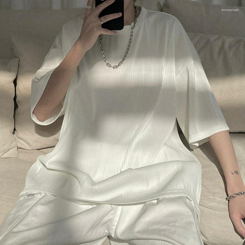 

Men's T Shirts Men Texture Stripe Harajuku Summer Tshirt Tops Tee Black/White/Grey Casual Short Sleeve Oversize Fashion