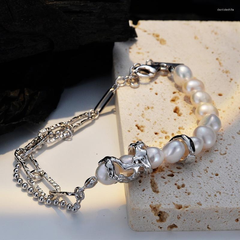 

Link Bracelets Bracelet Pearl Light Luxury Texture Cross Chain For Women