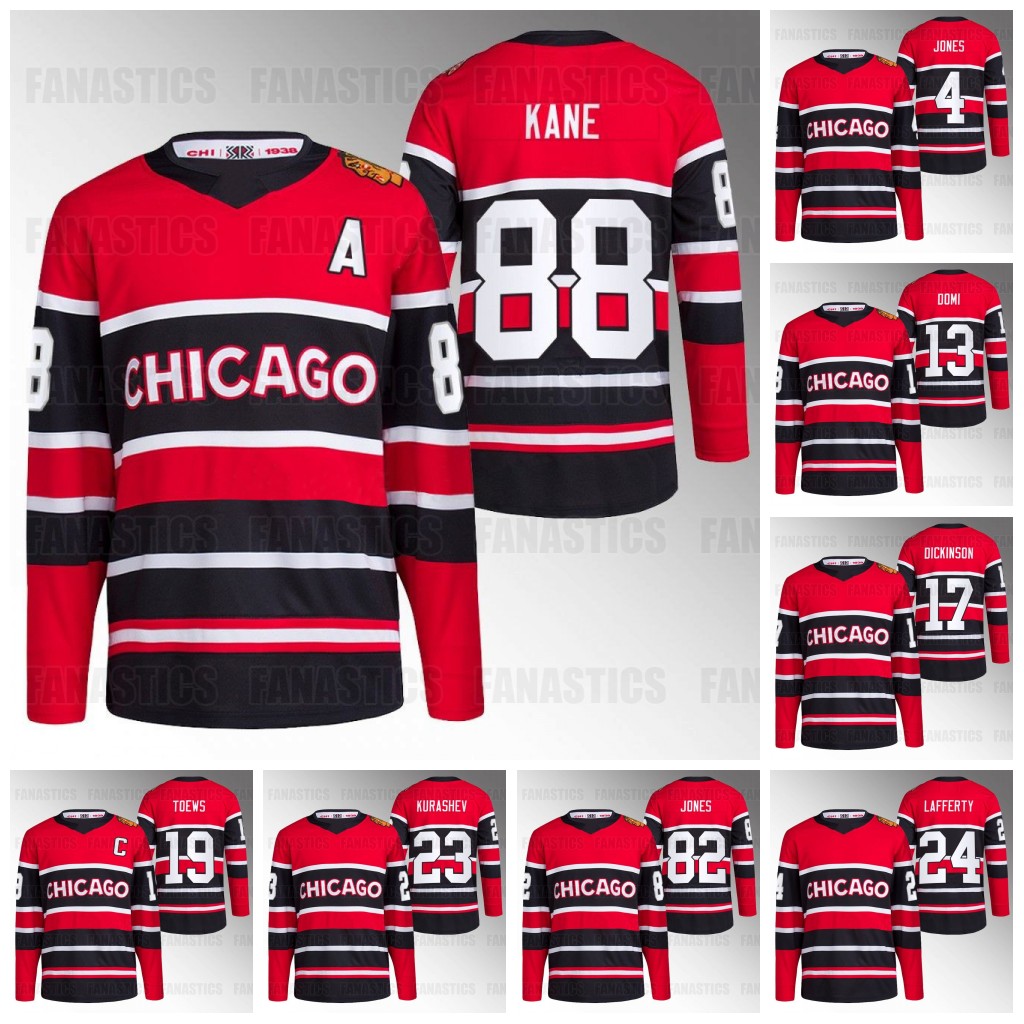 

Patrick Kane Blackhawks Jerseys 2022-2023 Revese Retro Chicago Max Domi Jonathan Toews Philipp Kurashev Caleb Jones Andreas Athanasiou Jake McCabe Jones Lafferty, 2022-2023 reverse retro mens s-3xl
