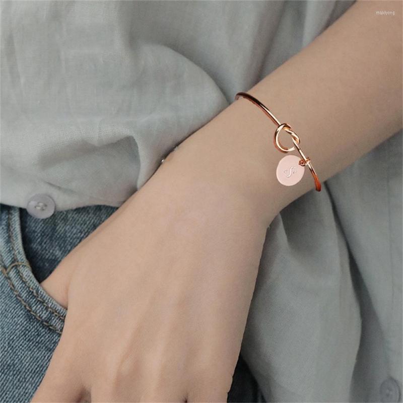 

Link Bracelets A-Z Charm For Women Jewelry Initial Bangles Open Knot Girlfriends