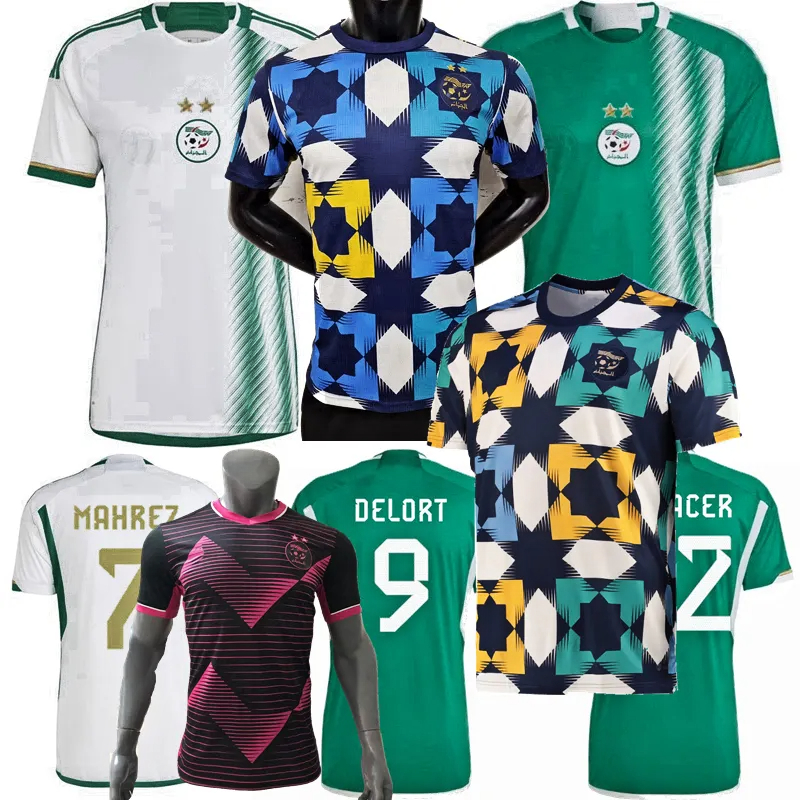 

Player Fans 2022 2023 Algeria Soccer Jerseys Two stars DELORT OUNAS BENTALEB MAHREZ BELAILI SLIMANI BENNACER BENSEBAINI national team 22 23 training football shirt, Away fans