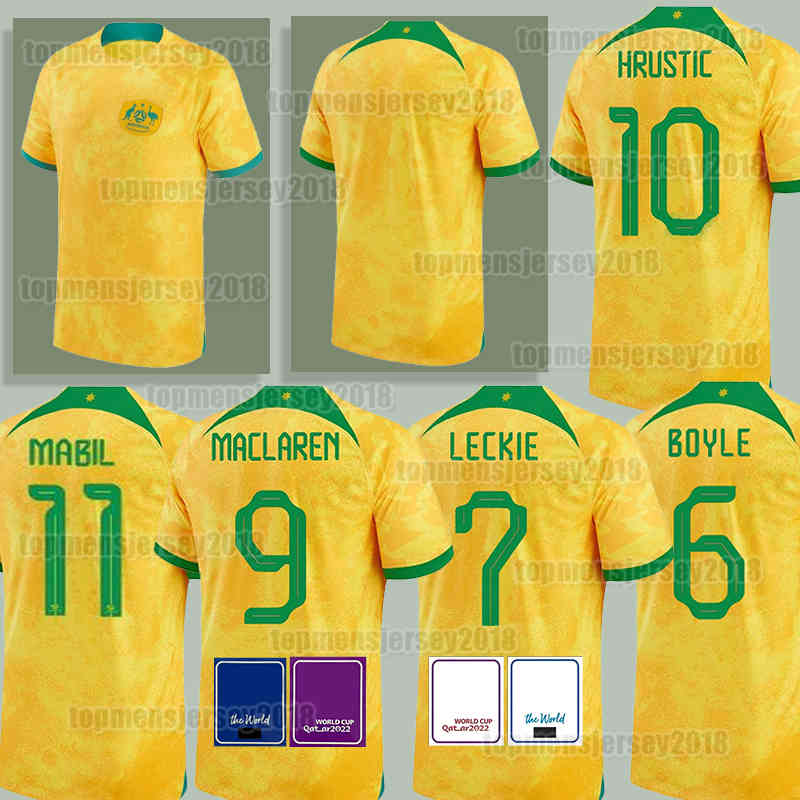 

Australia Soccer Jerseys 6 BOYLE 7 LECKIE Jersey 2022 2023 HRUSTIC 9 MACLAREN 11 MABIL 13 MOOY DEGENEK DUKE 14 MCGREE IRVINE TAGGART Football Shirt Uniforms 22 23 Mens, Men (ao da li ya)+patch