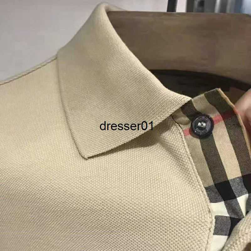 

burbrerys Ba familys same pure color short sleeve Tshirt summer Lapel cotton embroidered war horse loose polo mens wear B family, Gray