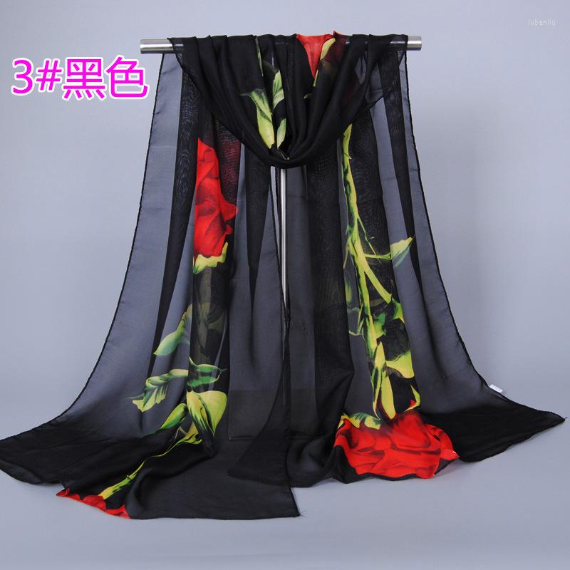 

Scarves Women Rose Headband Scarf 2022 Summer Sunscreen Beach Shawl Small Long Female Urban Style Faux Silk