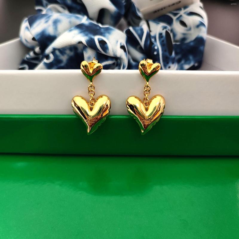 

Stud Earrings Luxury Fashion Retro French Heart Golden For Women 2022 Simple Designer Jewelry Birthday Gift