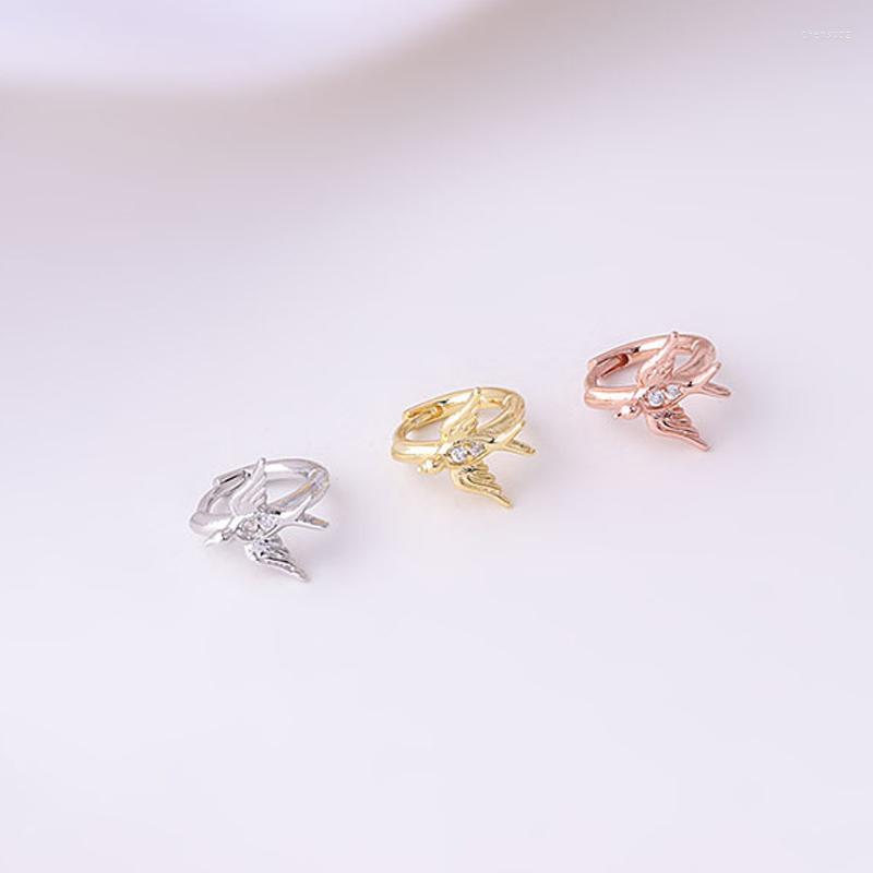 

Hoop Earrings 1 PCS Simple Small Zircon Bird Shape Ear Cartilage Piercing Cuff Clip Earring Cute Mini 6 Mm Closed Circle Copper Hoops