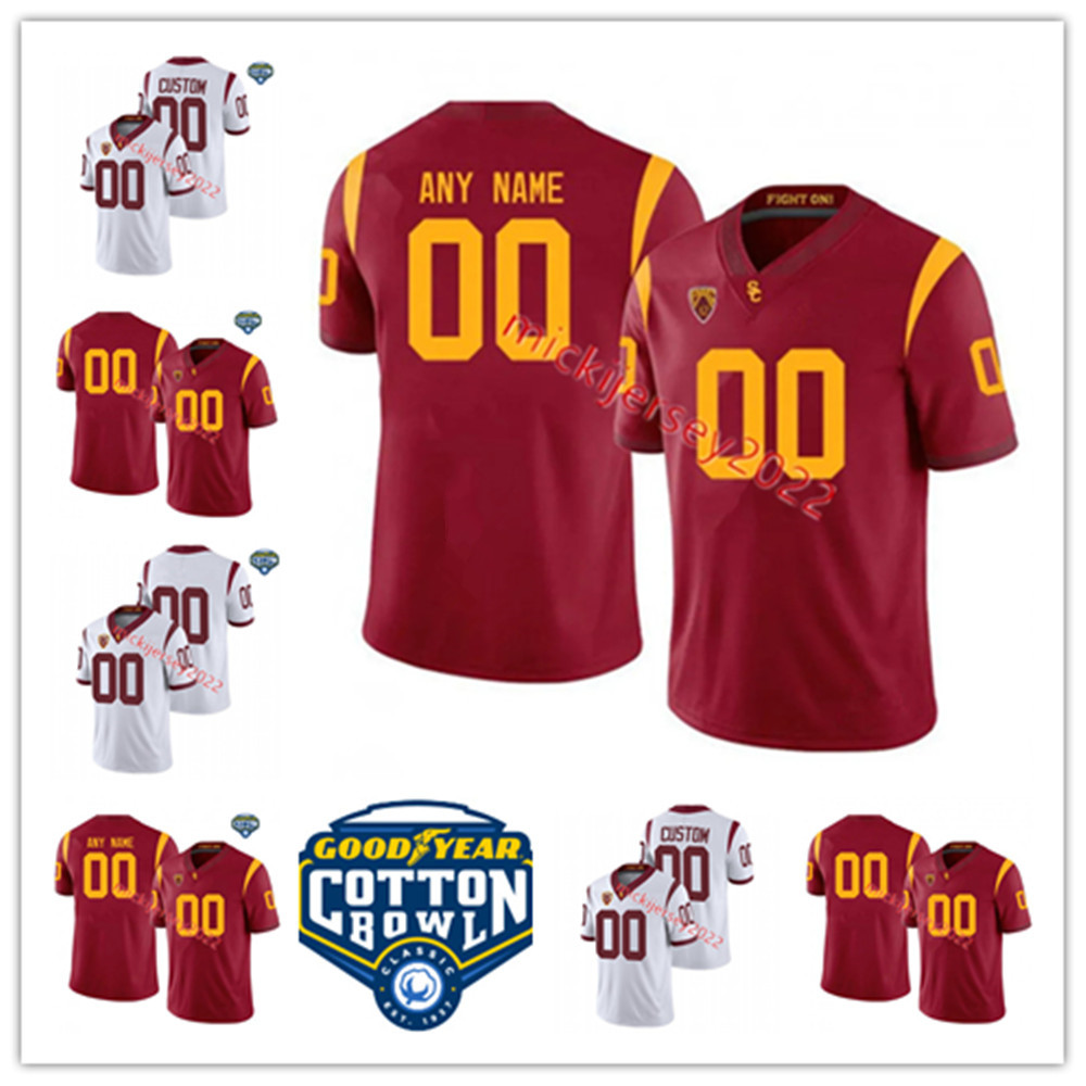 

American College Football Wear Isaiah Pola-Mao USC Trojans Football Jersey Xamarion Gordon Jason Rodriguez Jaylin Smith Brenden Rice Michael Jackson III Jonah Mon, White name