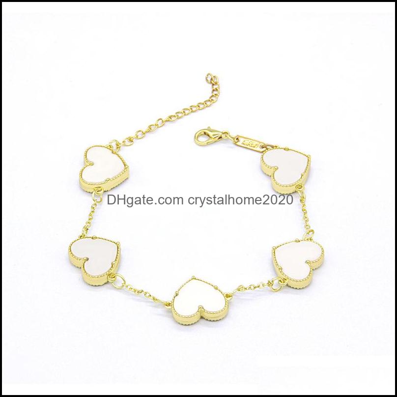 

Charm Bracelets Trendy Rainbow Color Heart Charm Bracelet Gold Plated Jewelry For Women Gift Drop Delivery Bracelets Otcbb