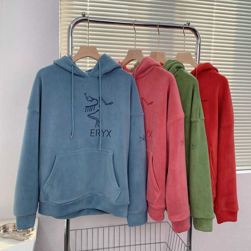 

Winter designer hoodie mens soft shell hooded sweater arc thickened cashmere hoody women pocket sweatshirt pullover coat, Green