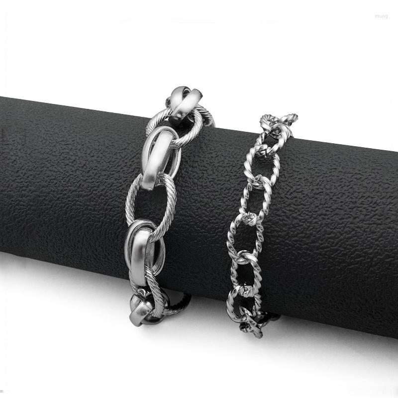 

Link Bracelets Fashion Punk Style Ring Mixed Bracelet Male Rock Wild Simple Titanium Steel Jewelry