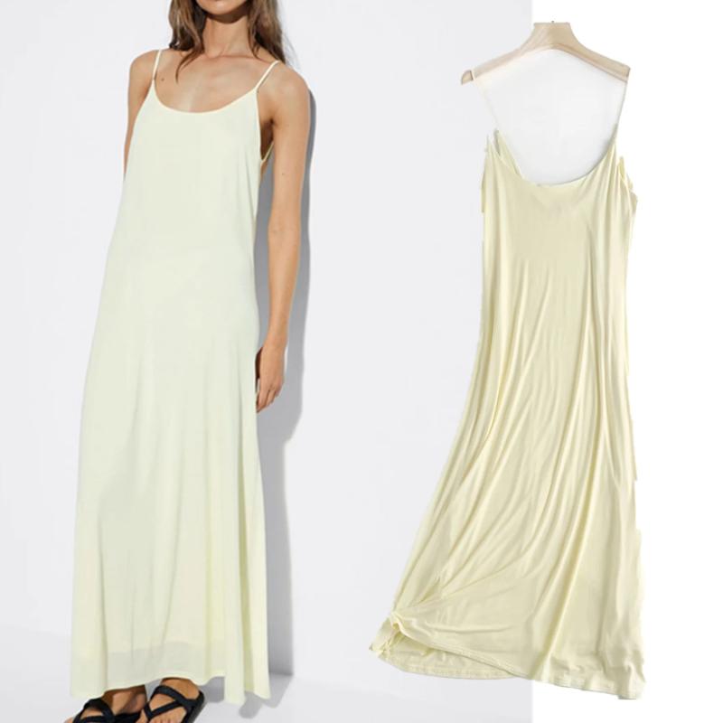 

Casual Dresses Jenny&Dave Long Dress Women Vestidos Summer England Style Fashion Sexy Spaghetti Strapless Lyocell Beach Holiday, Pic color