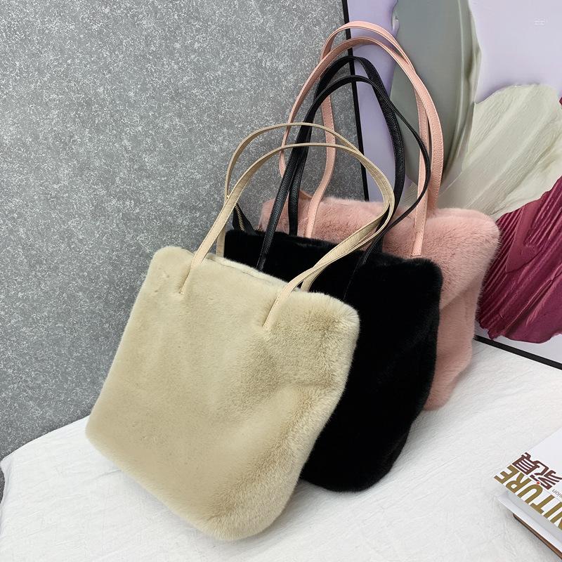 

Evening Bags Ladies Handbag Autumn And Winter Large Capacity Warm Tote Bag Purse Casual Soft Plush Shoulder Artificial Mink, Green