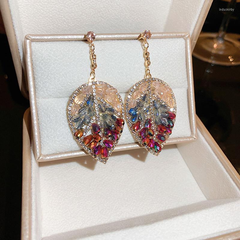 

Dangle Earrings FYUAN Vintage Colorful Crystal Tree Drop Women Long Party Jewelry Accessories