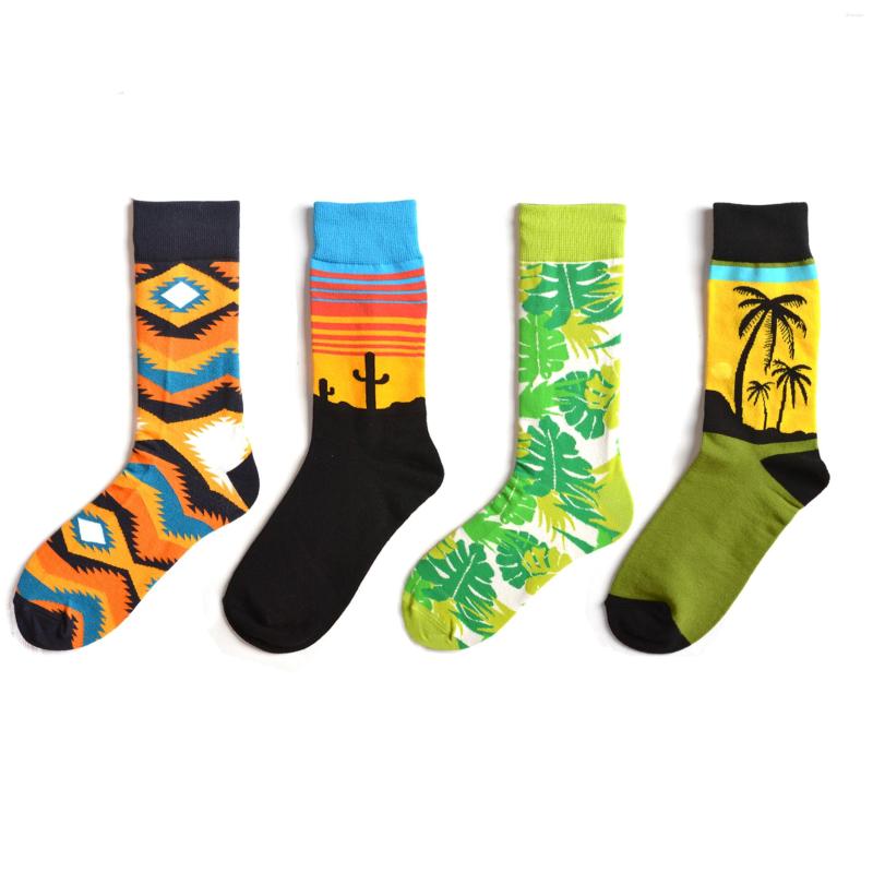 

Men's Socks Men Sock Street Cartoon Leaf Flower Feather Tree Diamond Lattice Colorful Happy Funny Male Ventilation Cotton Skate Autumn, 15602