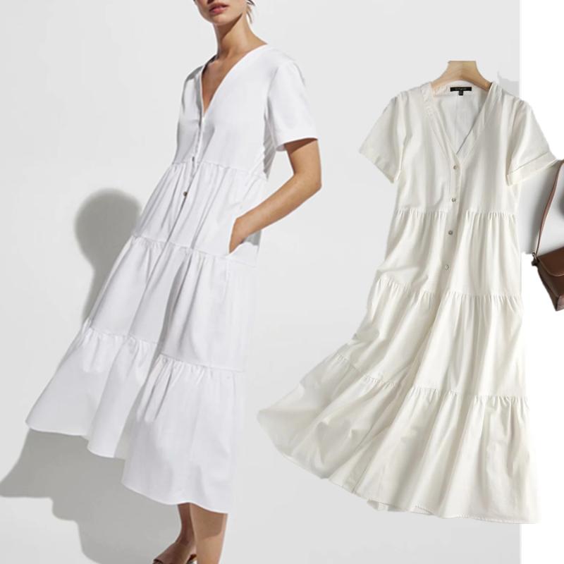 

Casual Dresses Jenny&Dave Long Dress Summer Women Vestidos De Fiesta Noche England Style Indie Folk Vintage Solid Simple Poplin, White