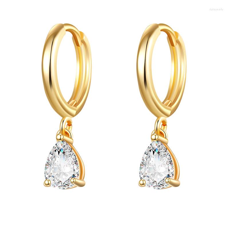 

Hoop Earrings Trendy Zircon Small Circle Hoops Earring Cute Round Heart Crystal Hanging For Women Gold Color Metal Huggies Jewelry
