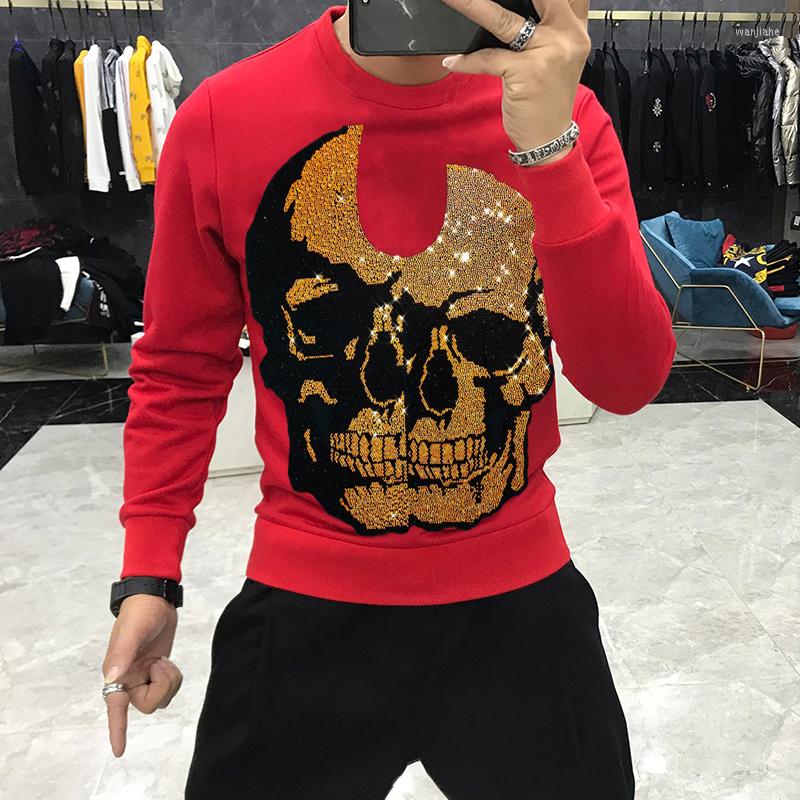 

Men's Hoodies Winter Hoodie Street Hip-Hop Skull Drilling Heavy Craftsmanship Trend Original Pullover, As shown asian size