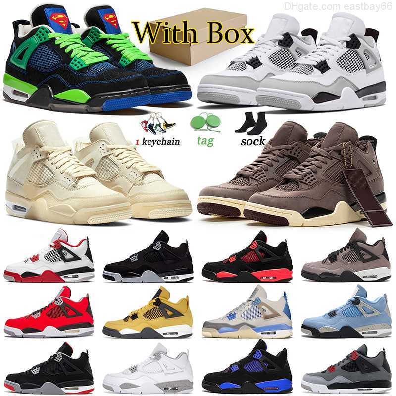 

with Box No 4 Jumpman Basketball Shoes J4 Woman Military Black Cats 4s Offs White Oreo Red Thunder Men Trainers Violet Ore, 36-47 royalty