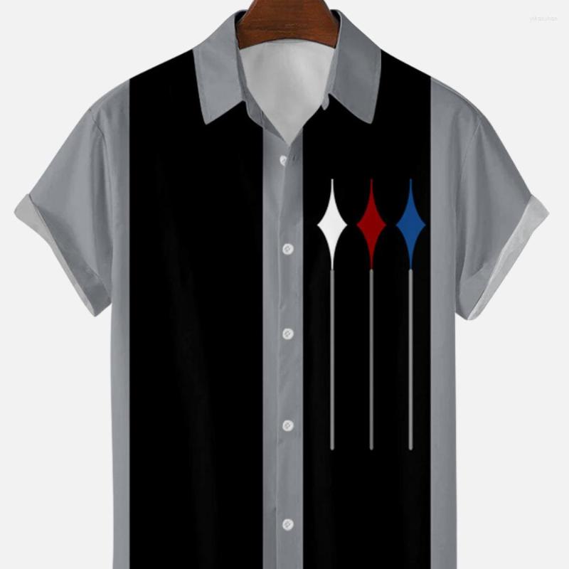 

Men' Casual Shirts 2022 Men' Short Sleeve Shirt 3D Digital Printing Summer Quick Dry Breathable Striped Pattern Loose Creative, Lavender