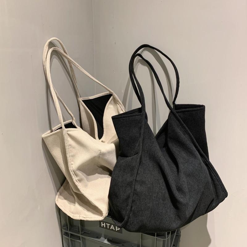 

Evening Bags 2022 Spring Autum Corduroy Shoulder Shopper Bag For Women Cotton Cloth Fashion Canvas Tote Shopping Woman, Black