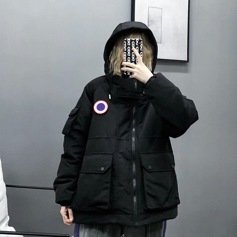 

Winter down jacket women's hooded sport style coat stylish casual jacket, Black