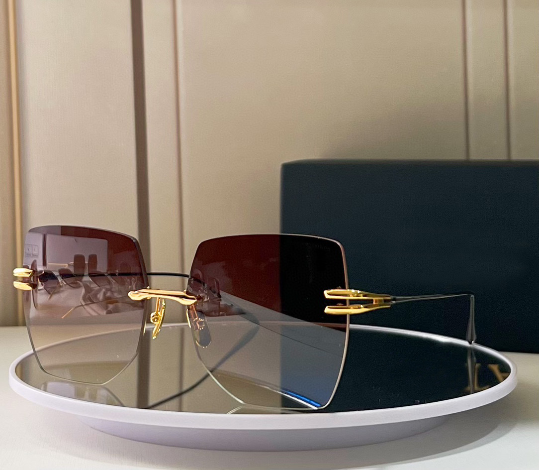 

Gold Brown Gradient Rimless Square Sunglasses Sunglass Women Sun Glasses Shades outdoor UV400 Eyewear with Box