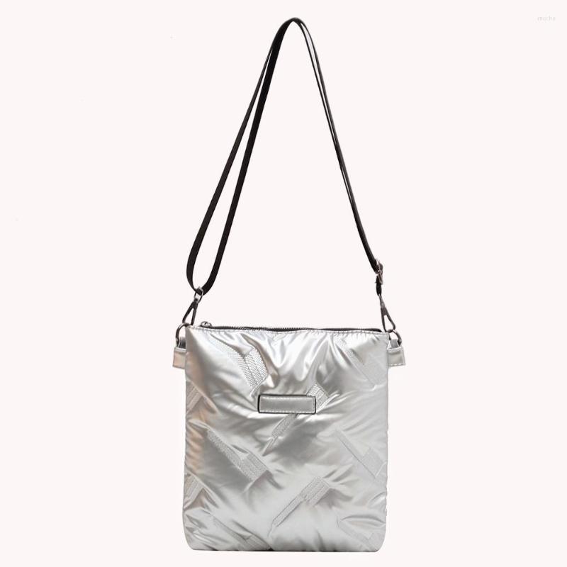 

Evening Bags Fashion Messenger Bag Quilted Cotton Padded Shoulder Handbags Solid Color Crossbody Handbag Zipper For Travel Lady Purse, Black