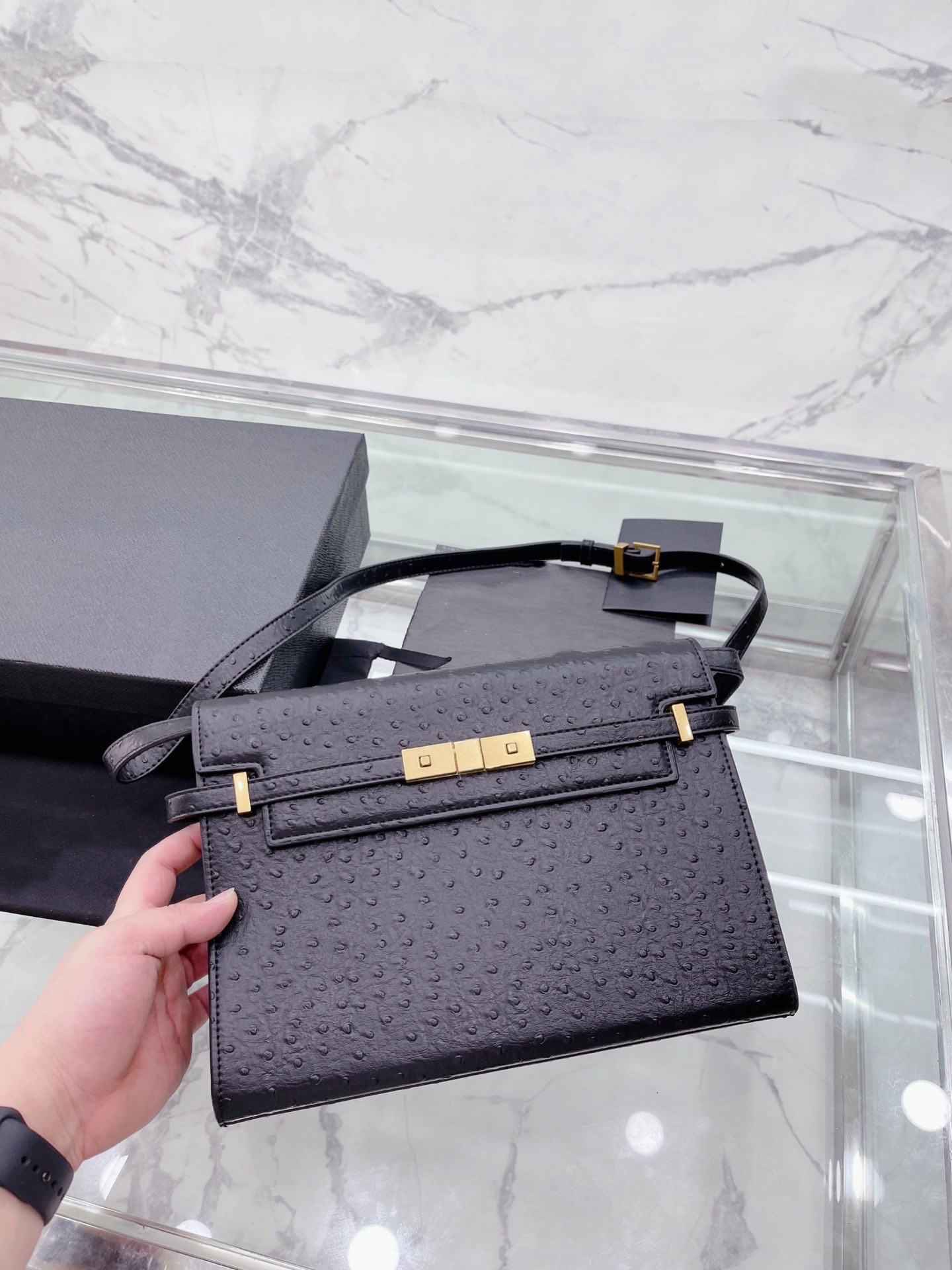 

Women messenger bag Fashion bags Shoulder Lady Totes With Shoulder Strap Dust Purse Handbags handbag wallet classic, Black