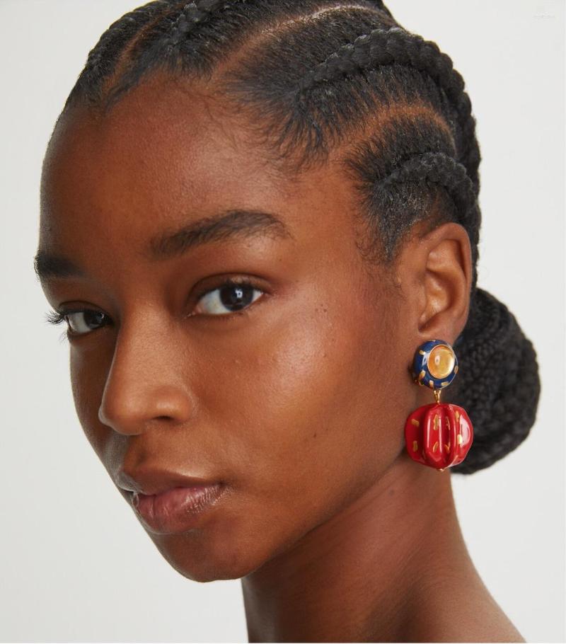 

Stud Earrings Small Trend Enamel Lantern Pendant Colorful Ear Clips