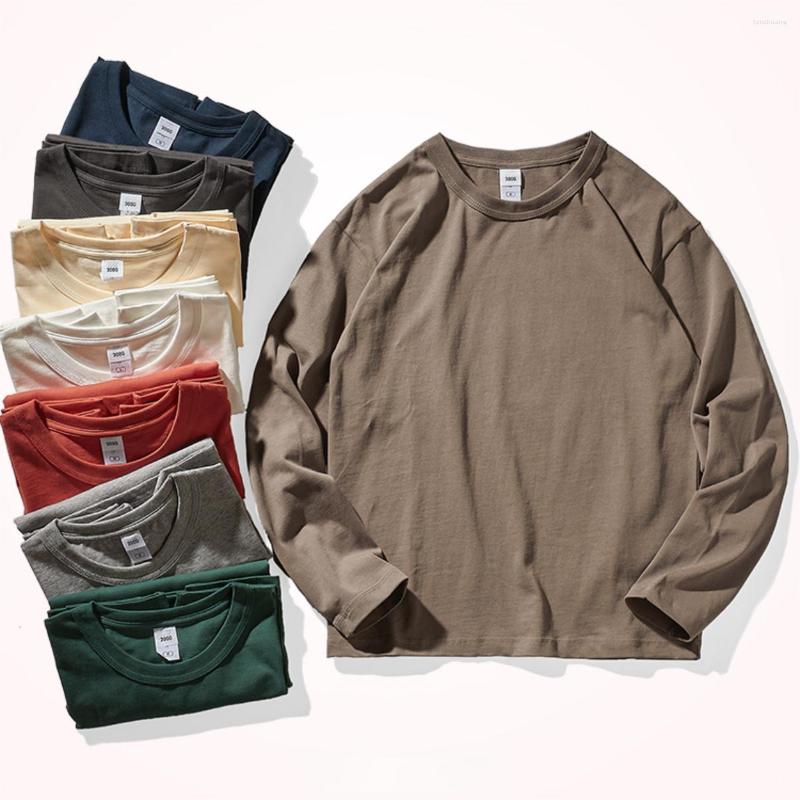 

Men's T Shirts Heavy Long Sleeve T-shirt Men Spring And Autumn American Casual Cotton Solid Color Leggings Blouse, Beige