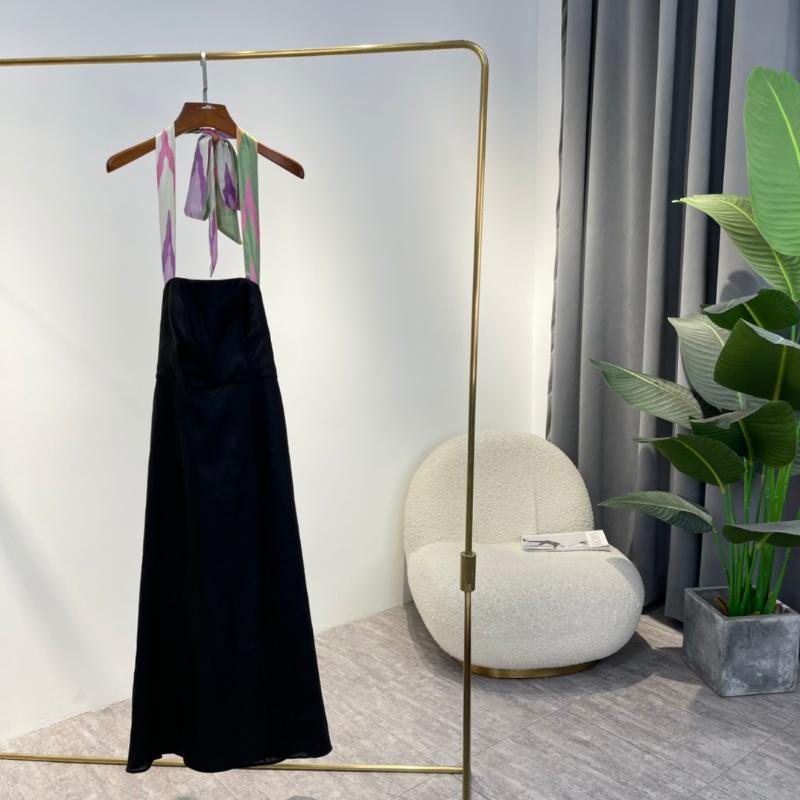 

Casual Dresses Halter Dress Women 2022 Summer Arrival Self Tie Backless Linen Black Violet Designer ClothesCasual