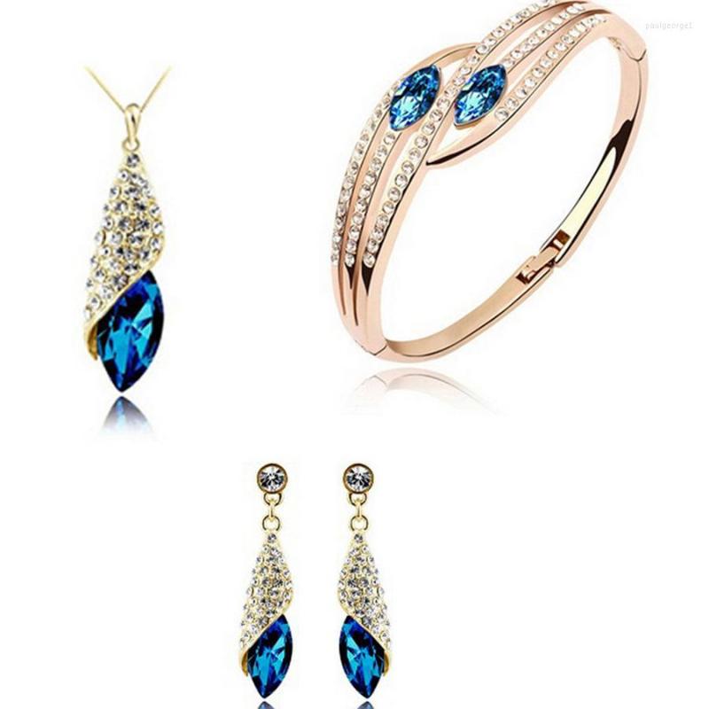 

Necklace Earrings Set Wedding Accessories Austrian Crystals Water Drop Bridal The Light Of Desert, Picture shown