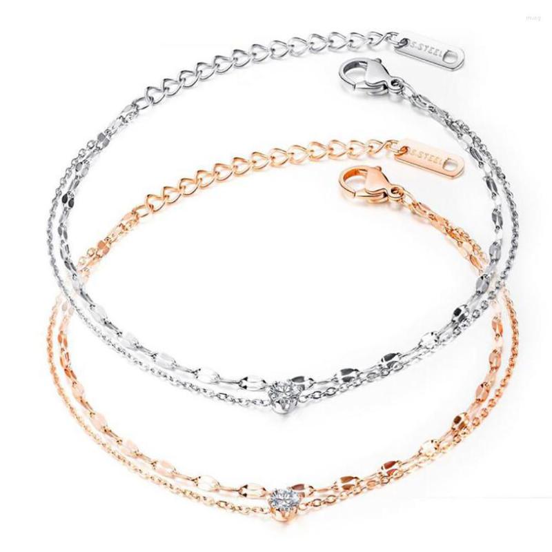 

Link Bracelets Stainless Steel Minimalism Teenagers Bead Chain Zircon Stone Bracelet Bangle Jewelry Gift For Him