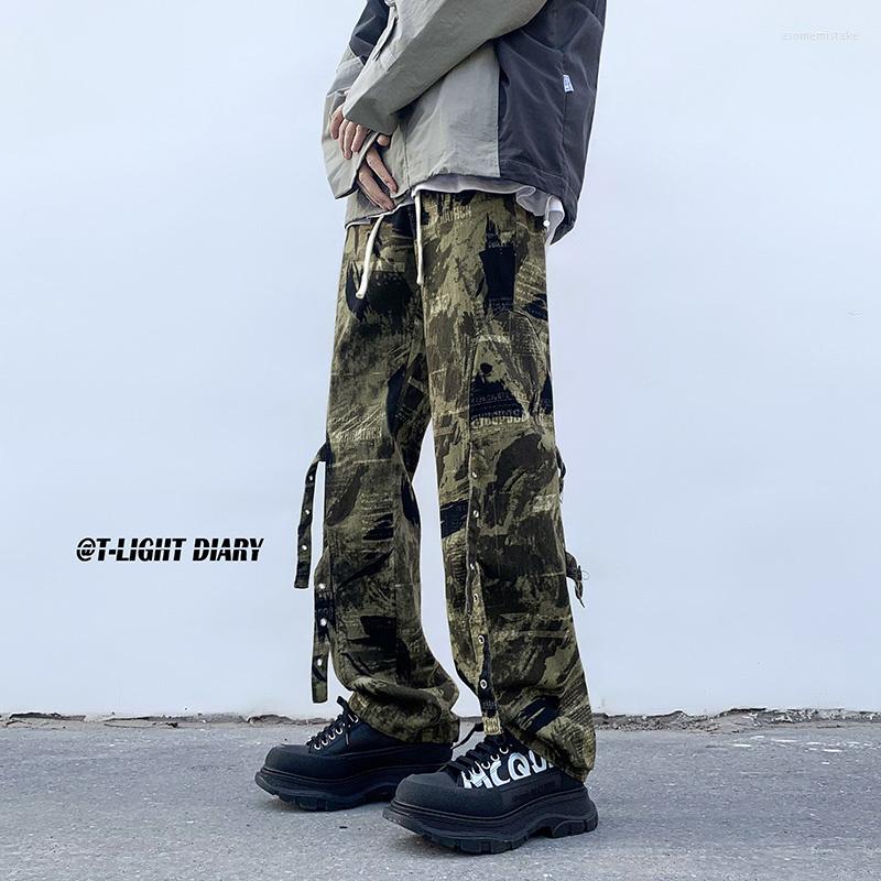 

Men's Jeans American High Street Men's Camouflage Fashion Gothic Baggy Cargo Pants Design Brand Male Hip Hop Denim Trousers, Black