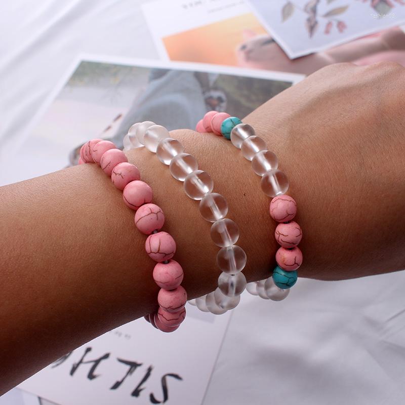 

Strand 3 Pces Set Beads Bracelet Marble Charm Bracelets For Women Boho Tassel Jewelry Bangles Girls Stone Bead Pulseras