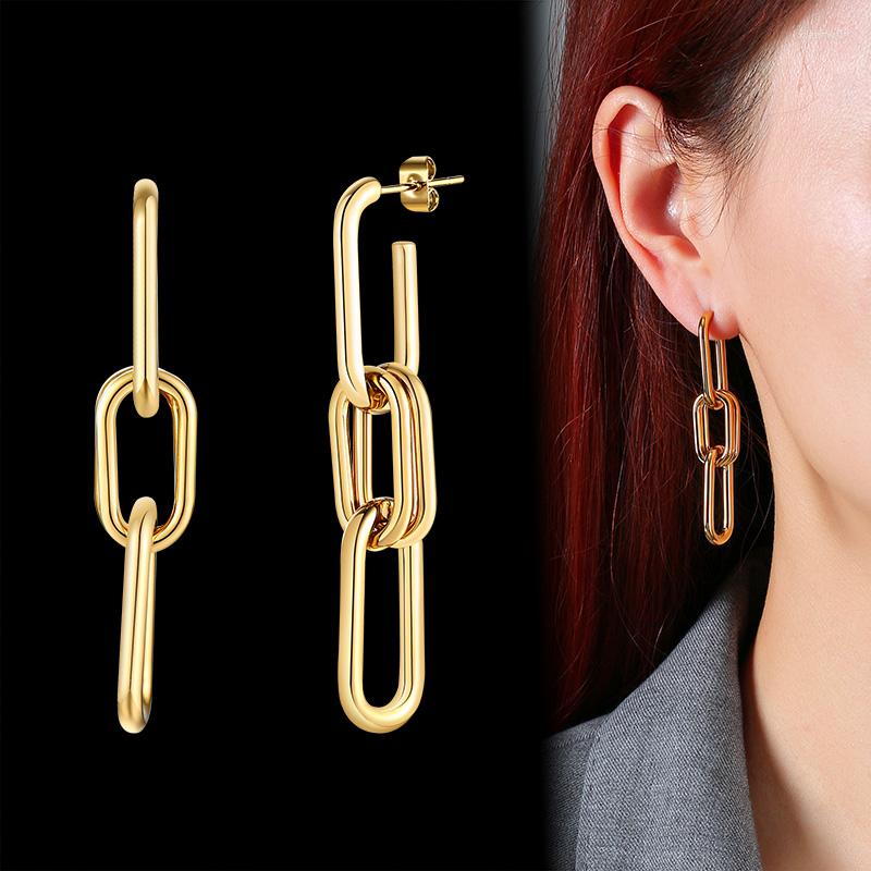 

Hoop Earrings Trendy Paperclip Chain Dangle Drop Stud For Women Girl Symmetrical Statement