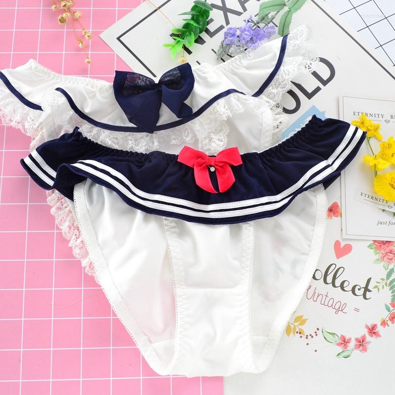 

Women's Panties Japanese Navy College Style Milk Silk Low Waist Sexy Women's Bow High Elasticity Cute Lovely Sweety Cosplay Underwear, 07