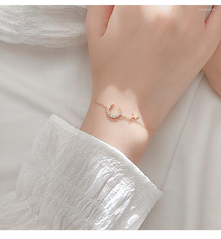 

Link Bracelets S925 3Pcs/Lot Moon Girlfriends Bracelet Simple Cold Wind Ins Niche Design Sense