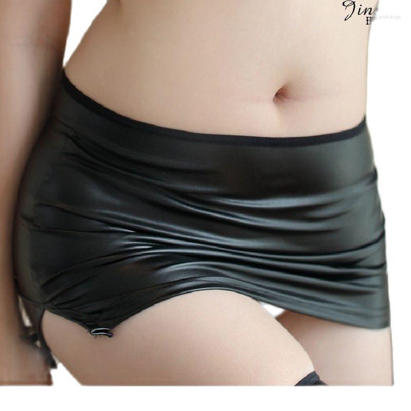 

Skirts Sexy Fad Woman Mini PU Faux Leather Tight Package Hip Pencil Wet Look Club With Side Slit Miniskirt Mini-Skirt, Black skirt