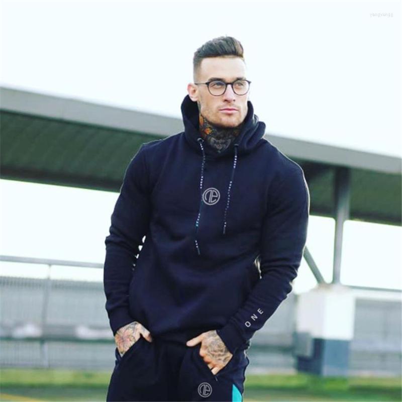 

Men's Hoodies 2022 Spring Men Hooded Sweatshirts Letter Cotton Gyms Fitness Jacket Long Sleeves Sportswear Brand, Black