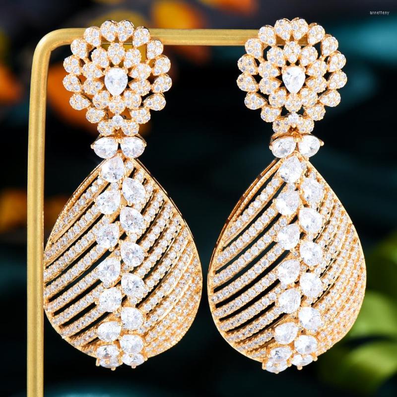 

Stud Earrings Siscathy Exaggerate Luxury Hollow Water Drop For Women Trend Fashion Zirconia Hanging Earring Wedding Jewelry Accessory