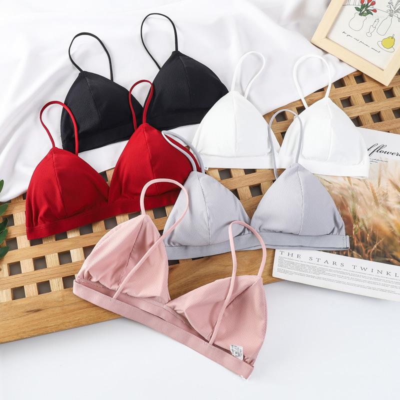 

Bras Seamless For Women Thin Strap Wireless Push Up Bra Backless Triangle Cup Tube Top Comfort Underwear Bralette Sexy Lingerie, Black